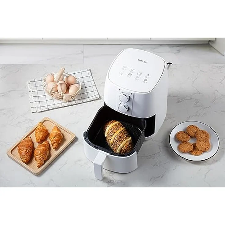 Linsar Heißluftfritteuse 4L, 1400 W, manuelle Bedienung über 2 Drehregler, fettfreies Frittieren und Backen – Bild 3