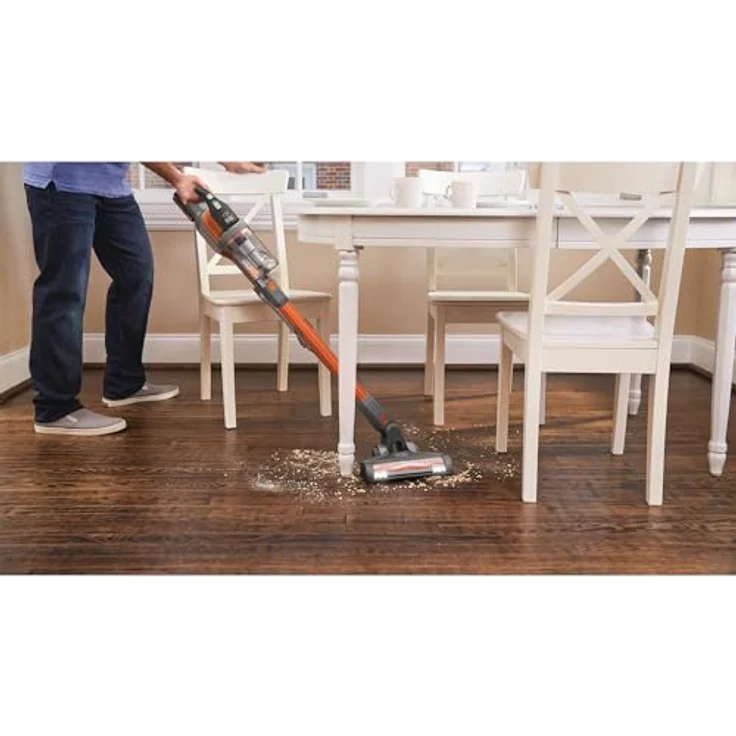 Black+Decker BHFEV182C-QW, 4in1 Stielsager (18V, 2.0Ah, beutelloser Boden-& Handstaubsauger mit Elektrobürste, kabellos, inkl. Fugendüste, Akku, Ladegerät & Wandhalterung), Titanium-Orange, 36 W – Bild 4