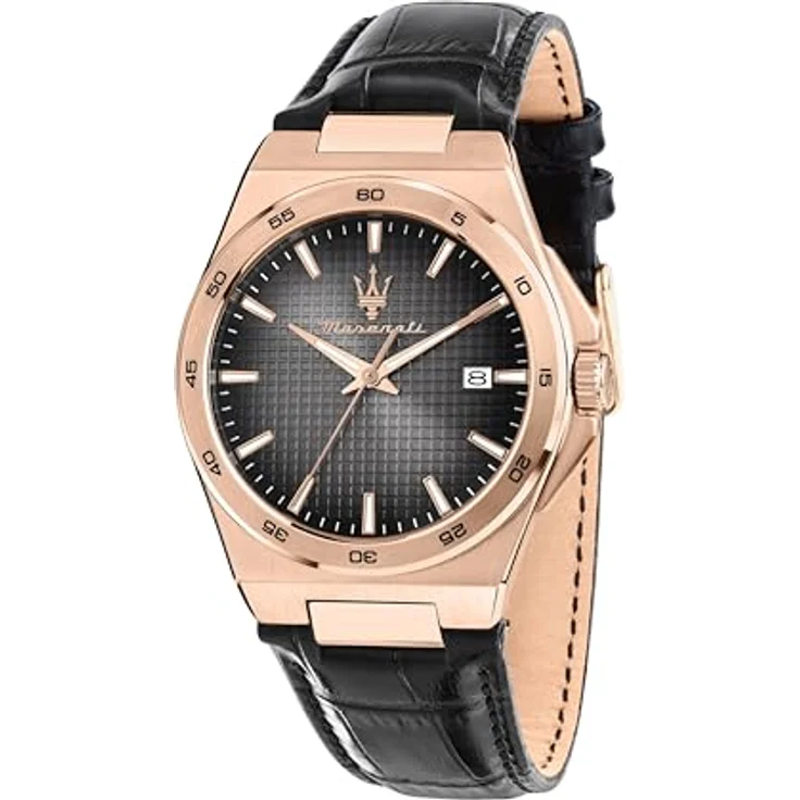 Maserati Herrenuhr Speed Slim, 40 mm, analoge Uhr mit Datum, graues Zifferblatt, Armband aus Leder, R8851153001 – Bild 1