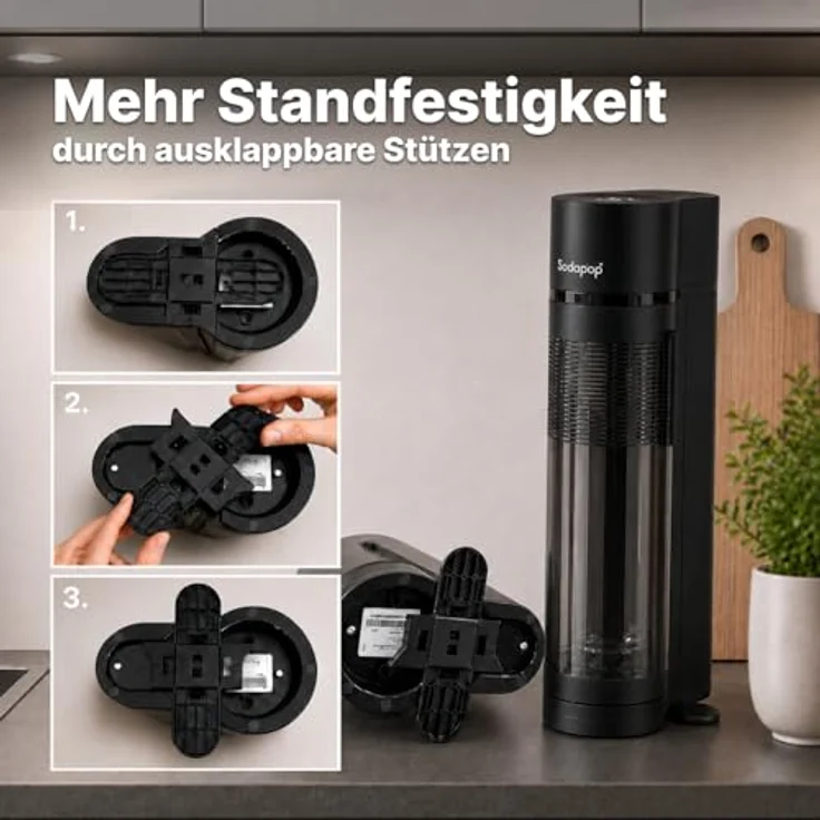 SODAPOP Wassersprudler Logan, Sprudler-Set mit Glasflasche, PET-Flasche, Edelstahlflasche & CO2-Zylinder – Bild 9