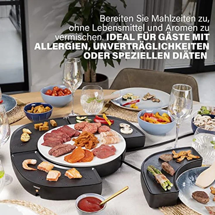 PRINCESS Tischgrill Dinner4all Circle - 4 einzelne Grillplatten - 4 x, innovatives Teppanyaki-Kocherlebnis, weiß - Preisvergleich – Bild 5