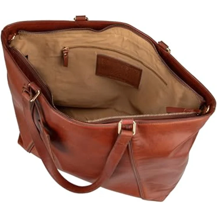 Burkely Fine Florence Shopper Tasche, Leder mit Laptopfach 37 cm, braun – Bild 5