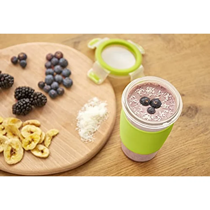 Emsa N1071500 Clip&Go Smoothie Mug Fassungsvermögen: 450 ml, Rund transparent-hellgrün – Bild 3