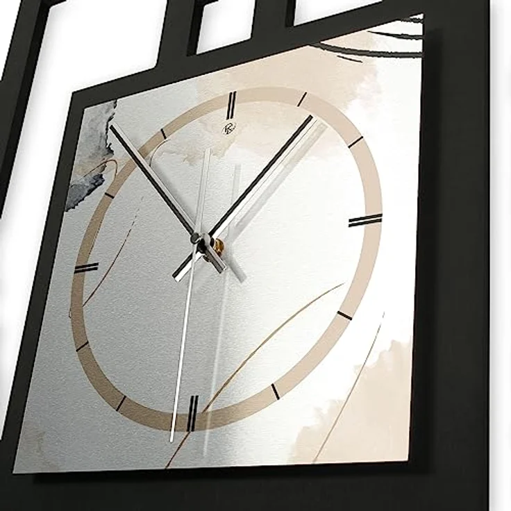 Kreative Feder Designer-Wanduhr „Abstract Elegance“ in modernem Metallic-Look ohne Tickgeräusche (Funk/Quarz) (Quarzuhrwerk) – Bild 4