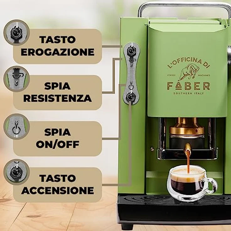 Faber Coffee Machines Pro Deluxe Espressomaschine ESE Pad 44 mm, einfache Reinigung, Tassenwärmer, schnelles Aufheizen, elegantes Design – Bild 2