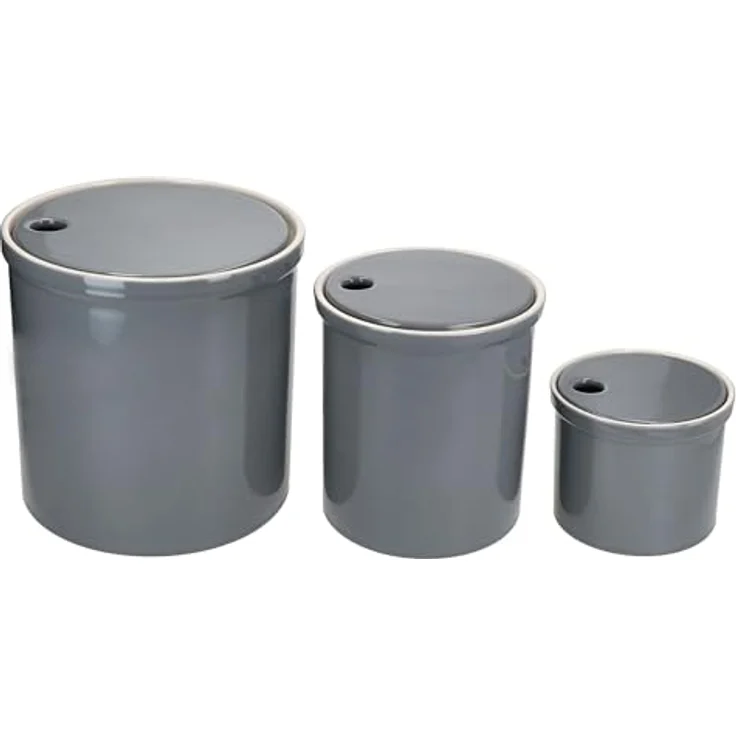 MamboCat Vorratsglas 3er Set Oskar Vorratsdose S M & L in Grau aus Ton, platzsparend und luftdicht – Bild 4