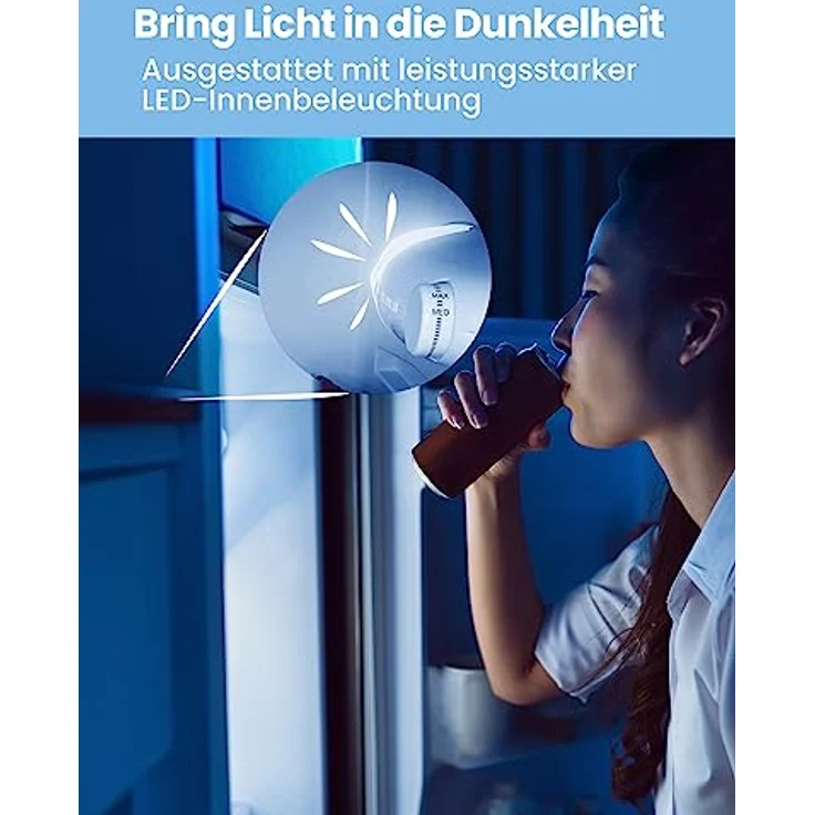 Comfee RCT284DK2A Kühl-/Gefrierkombination/Gefrierteil oben/176 kWh/Jahr/143cm Höhe/LED Licht/Reversibles Türscharnier/Schwarz – Bild 3
