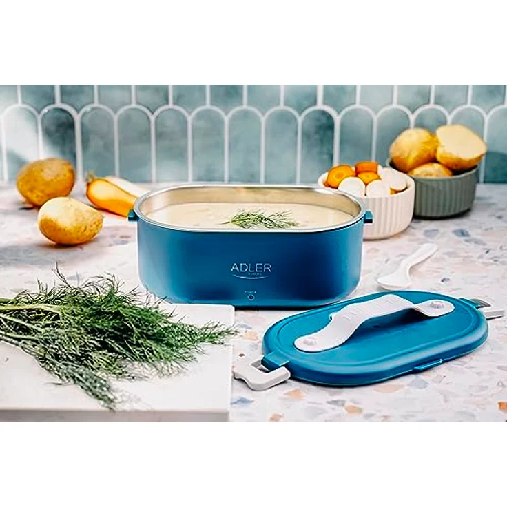 Adler Europe AD 4505 Elektrische Lunchbox Lebensmittelbehälter 0,8 Liter, hält Mahlzeiten bis zu 70 °C warm, 45–55 W, (Blau) – Bild 5