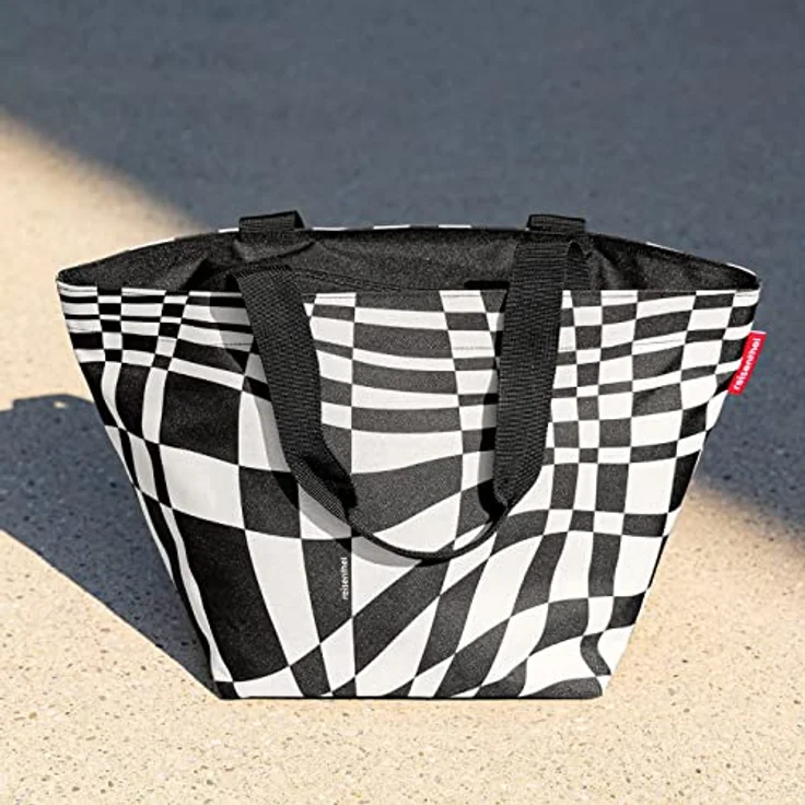 reisenthel shopper M op-art, geräumige Shopping Bag aus wasserabweisendem Material mit Reißverschluss und Innentasche, quadratischer Boden, nachhaltig aus recycelten PET-Flaschen – Bild 2