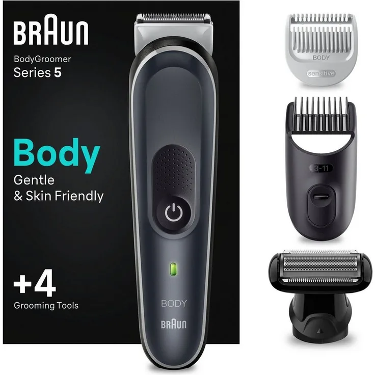 Braun Haarschneider Bodygroomer 5370, Wasserdicht, 100 Min. Laufzeit, Körperrasierer in Schwarz