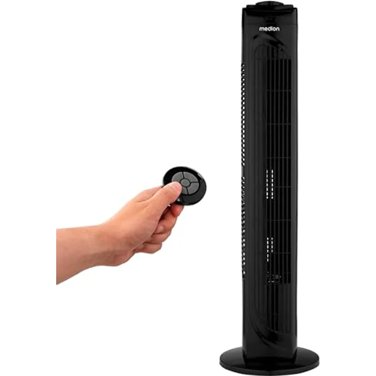 Medion® Turmventilator E11 TF, 45W Leistung, 3 Geschwindigkeitsstufen, schwarz – Bild 1