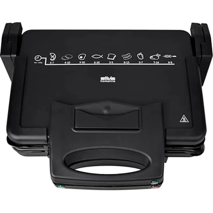 SILVA Schneider Silva Homeline KG 2410 Kontaktgriller – 1700W, Antihaftbeschichtete Grillplatten, Grillfläche 20,3 x 30,3 cm, 2 Thermostatregler, Schwarz
