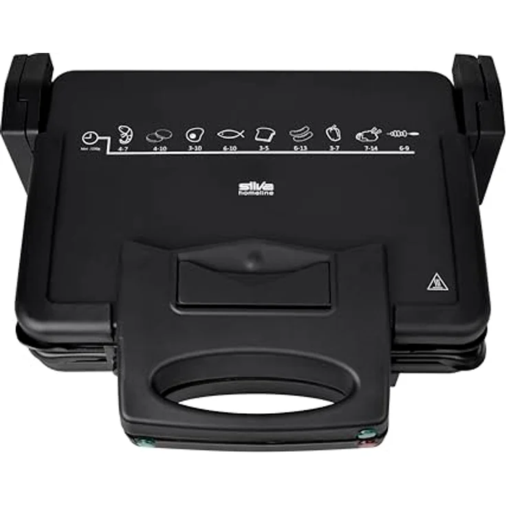 SILVA Schneider Silva Homeline KG 2410 Kontaktgriller – 1700W, Antihaftbeschichtete Grillplatten, Grillfläche 20,3 x 30,3 cm, 2 Thermostatregler, Schwarz – Bild 1