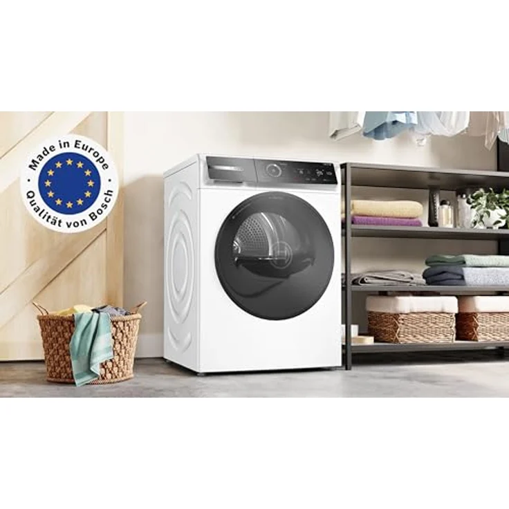 Bosch WRB247C40 Serie 8 Wärmepumpentrockner, 9 kg, selbstreinigender Kondensator, Air Max Dry, AutoDry, Reversierfunktion, Home Connect, Speed Perfect Plus, weiß/chrom – Bild 2