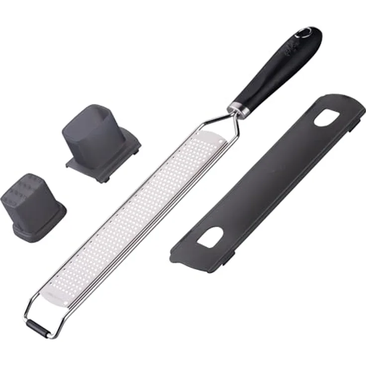 Stanley Rogers Langreibe fein mit breiter Reibefläche, scharfen Edelstahlklingen, inklusive Restehalter - Ideal für Käse, Muskatnuss & mehr