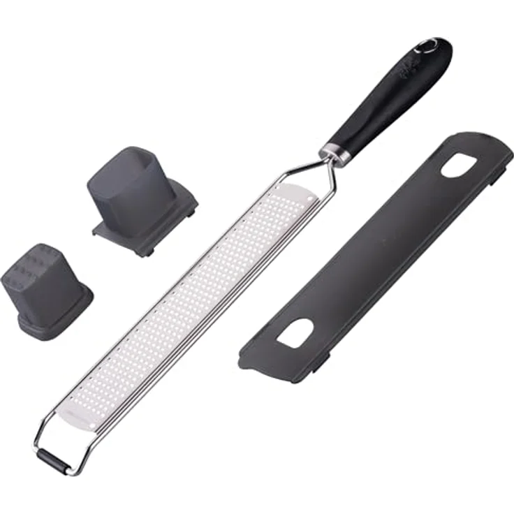 Stanley Rogers Langreibe fein mit breiter Reibefläche, scharfen Edelstahlklingen, inklusive Restehalter - Ideal für Käse, Muskatnuss & mehr – Bild 1