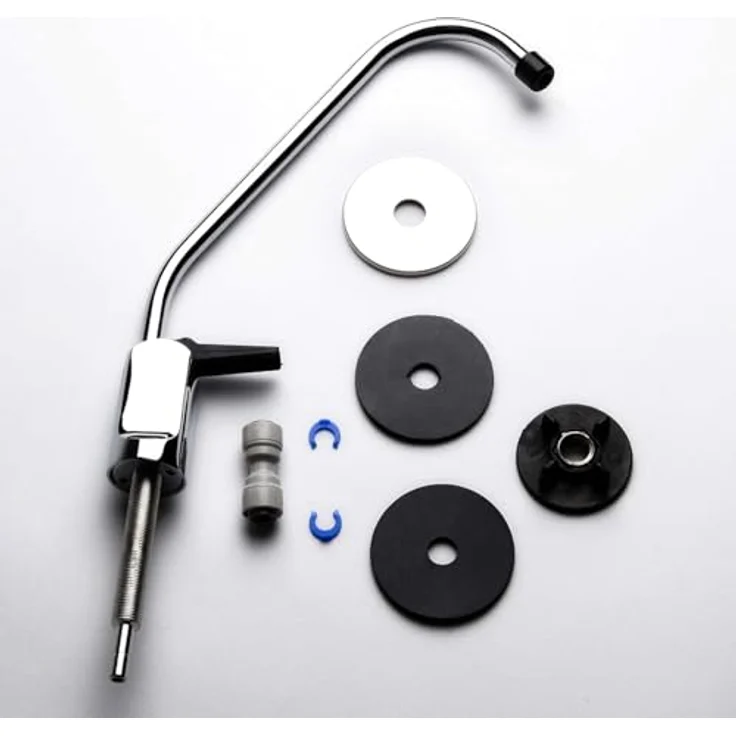 iSpring GB1 Wasserhahn-Wasserfilter, bleifrei, luftspaltfreies Design, 9 Zoll Chrom-Armatur mit schwarzem Hebel für Umkehrosmoseanlagen – Bild 4