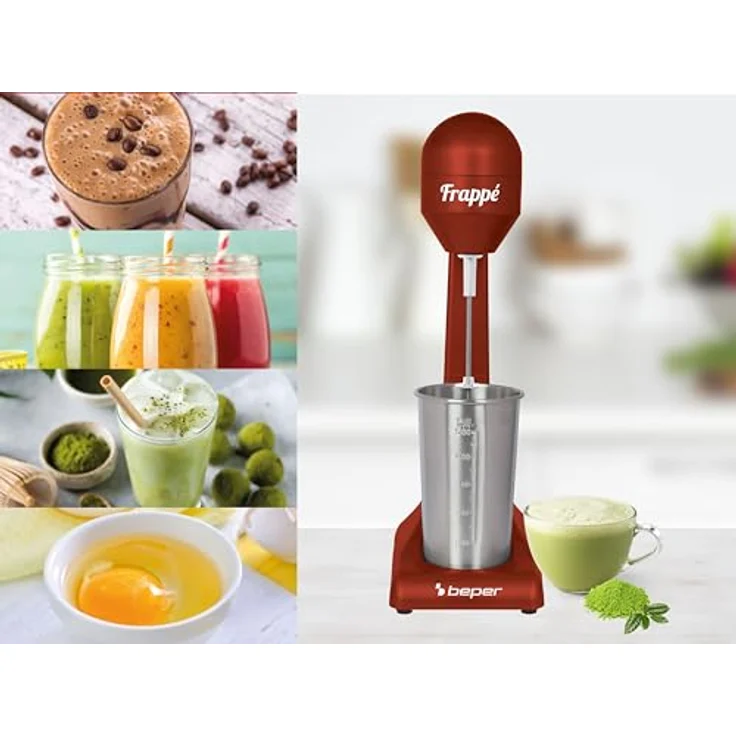 Beper Elektrischer Standmixer für Milchshakes, Frappés, Smoothies und Cocktails, 2-Gänge, Aluminiumbehälter 0,5 l, 100 W Silber – Bild 4