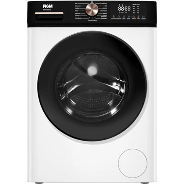 PKM WA10-15TCA Waschvollautomat 1400 UpM, Energieeffizienzklasse A, 10 kg Fassungsvermögen, weiß/schwarz