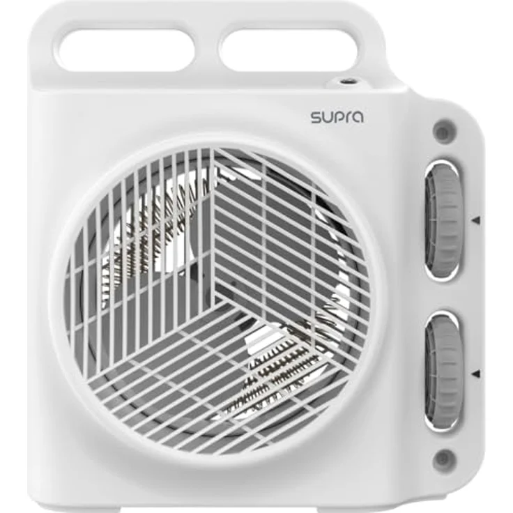Supra SOUFFLEO 2 - Heizgerät, 2000W, 2 Intensitäten, mechanischer Thermostat, Überhitzungsschutz, Kippschutz, bis zu 20m², schlankes Design, Tragegriff, silber – Bild 2