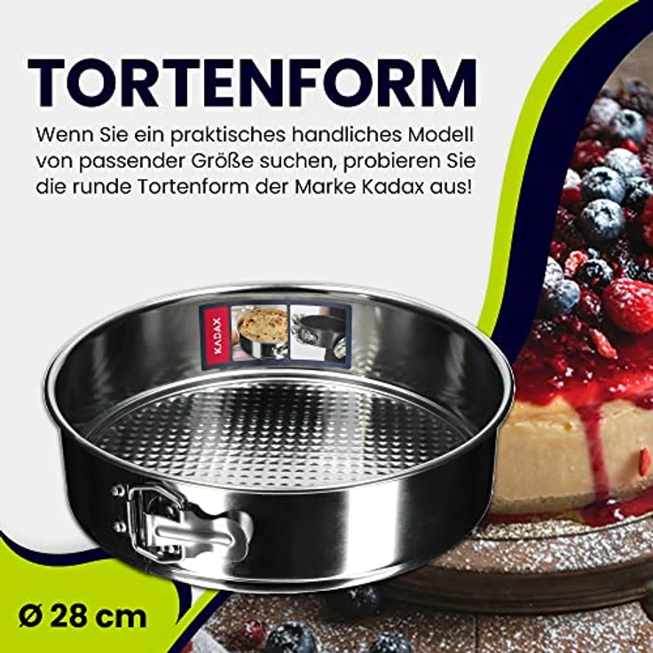 KADAX Tortenform, rund, Ø 28cm, verzinktes Blech mit Antihaftbeschichtung, auslaufsicher, Silber – Bild 2