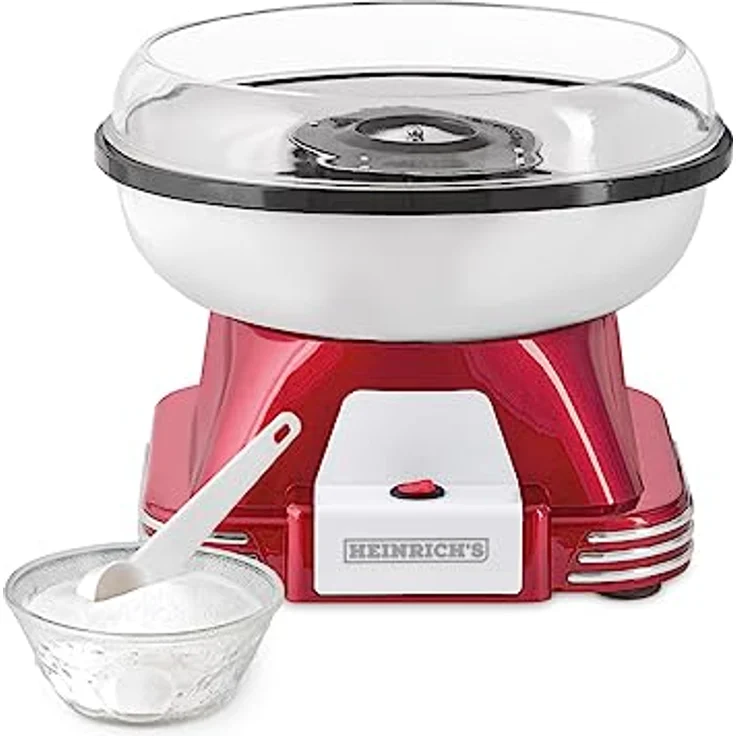 HEINRICHS Zuckerwattemaschine, elektrisch, Zuckerwattemaschine Set für Zuhause, Extra Große Schüssel,Retro Cotton Candy,schnell Einsatzbereit, Leichte Reinigung, inkl.Messlöffel, 500W Motor Heinrich´s – Bild 1