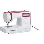 bernette sew&go 8 Computer-Nähmaschine – computergesteuerte Anfänger-Nähmaschine, einfache Bedienung, 197 Stiche, LCD-Display, Speicherfunktion, Start/Stopp-Funktion und 7 Nähfüße, weiß-rot