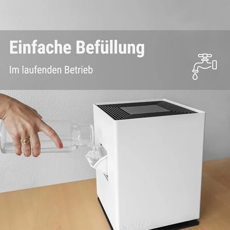 Stadler Form Luftbefeuchter Noah, für große Räume bis 110 m², energieeffizient, 4 Stufen & Turbo-Stufe, Hygrostat, App & WiFi, leise, weiß – Bild 5