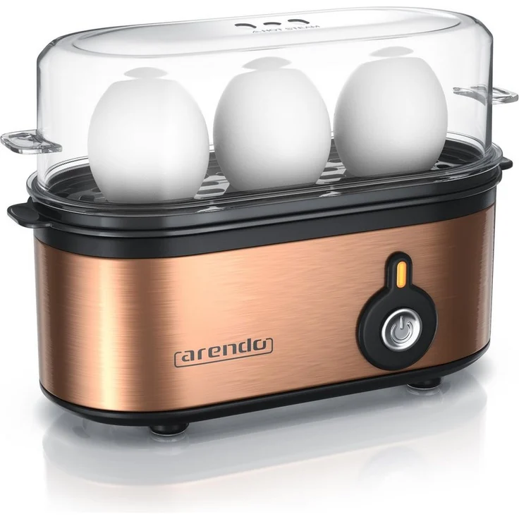 Arendo Threecook Edelstahl-Eierkocher, 210W, individuell einstellbarer Härtegrad, BPA-frei, für 1-3 Eier