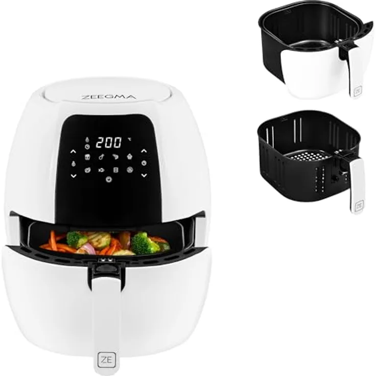 Zeegma Knapper Grand 1800W Air Fryer Gesundes Frittieren ohne Fett, 60-Sekunden Aufheizzeit, 6L Korb, 9 Programme, Spülmaschinenfest, LCD-Touchpanel, Energieeffizientes Kochen