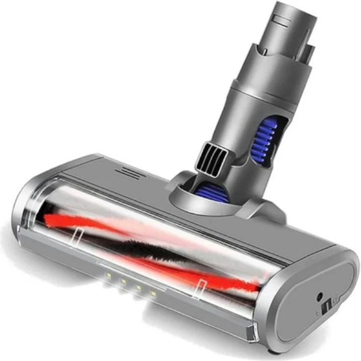 Trade-Shop Turbodüse für Dyson V6 DC58 DC59 DC61 DC62 DC74, Hartbodendüse mit Softroller und LED, grau/weiß/rot/schwarz