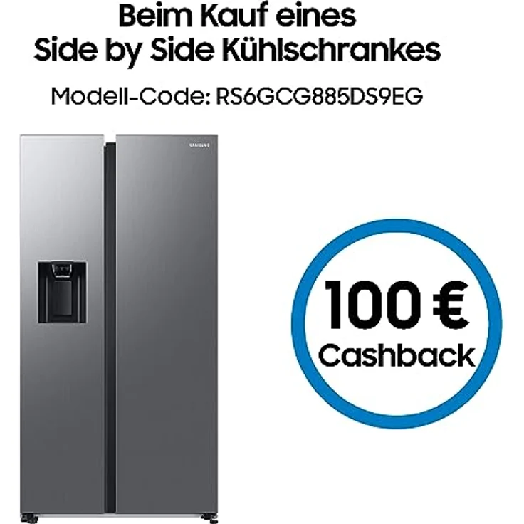 Samsung RS6GCG885DS9EG Side by Side Kühlschrank, 178 cm, 634 ℓ Gesamtvolumen, 225 ℓ Gefrierteil, AI Energy Mode, Wasser- und Eisspender, Frischwasseranschluss, Edelstahl Look – Bild 2