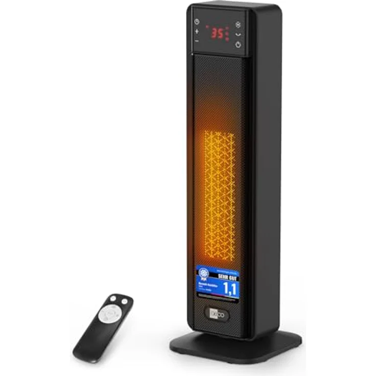 aeco EcoHeat Boost 58cm, Heizlüfter mit Fernbedienung, 2000W PTC-Keramik, 75° Oszillation, 4 Betriebsmodi, Überhitzungs- und Kippschutz – Bild 1