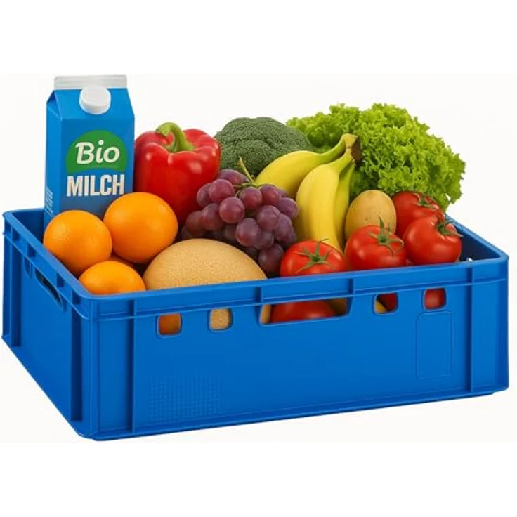 BURI Fleischkiste E2, Blaue Eurobox 60x40x20 cm, lebensmittelecht, robust, stapelbar, ideal für Metzgereien und Lebensmittelindustrie – Bild 4