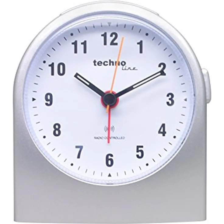 Technoline Funkwecker WT 753, analog mit Snooze-Funktion, Kunststoff, Silber