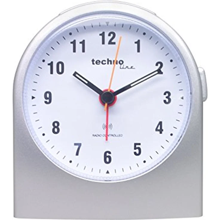Technoline Funkwecker WT 753, analog mit Snooze-Funktion, Kunststoff, Silber – Bild 1