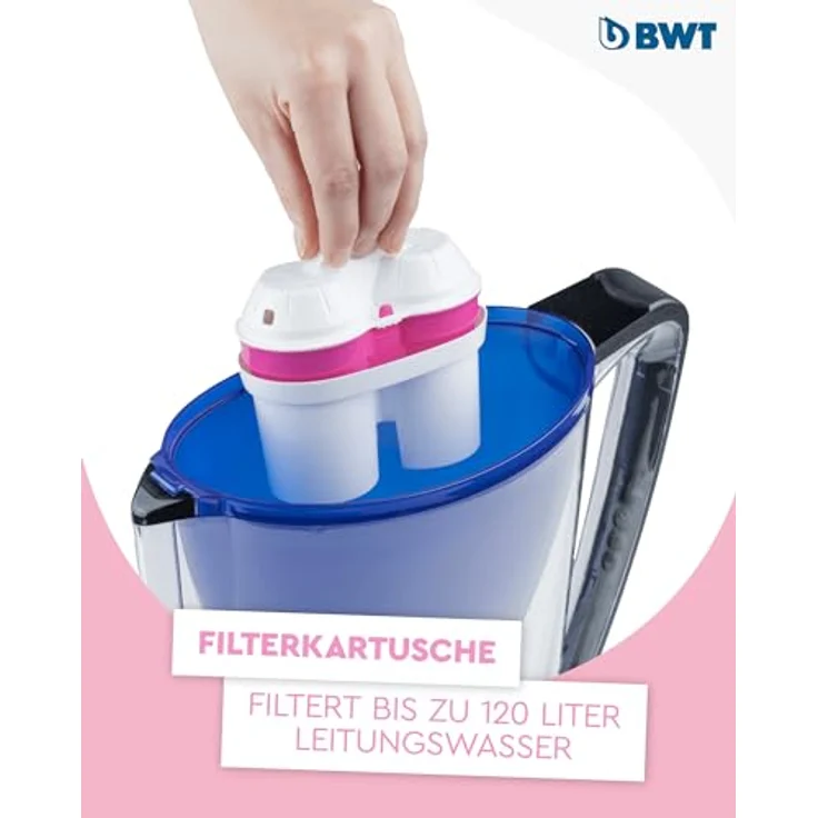 BWT Aqualizer Home Tischwasserfilter, Blaue Kunststofffilter mit Magnesium-Technologie, spülmaschinentauglich, ergonomisches Design – Bild 2