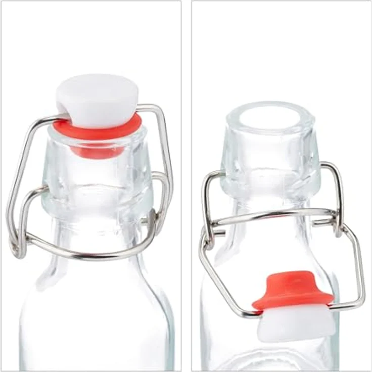 Relaxdays Flaschen Set, Einmachgläser aus Glas mit Bügelverschluss, transparent, inkl. Trichter – Bild 6