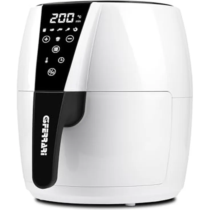G3 Ferrari G10195 Heißluftfritteuse “Friggisano Easy”, 1500 W, 4,8 L, 6 Programme, Digitaldisplay, einstellbare Temperatur, Weiß/Schwarz