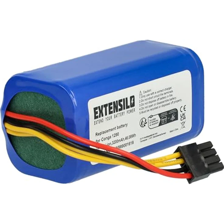 EXTENSILO Akku für Vileda VR302 Saugroboter, 3200 mAh, 14,4 V, Li-Ion, wiederaufladbar, hochwertig verarbeitet – Bild 3