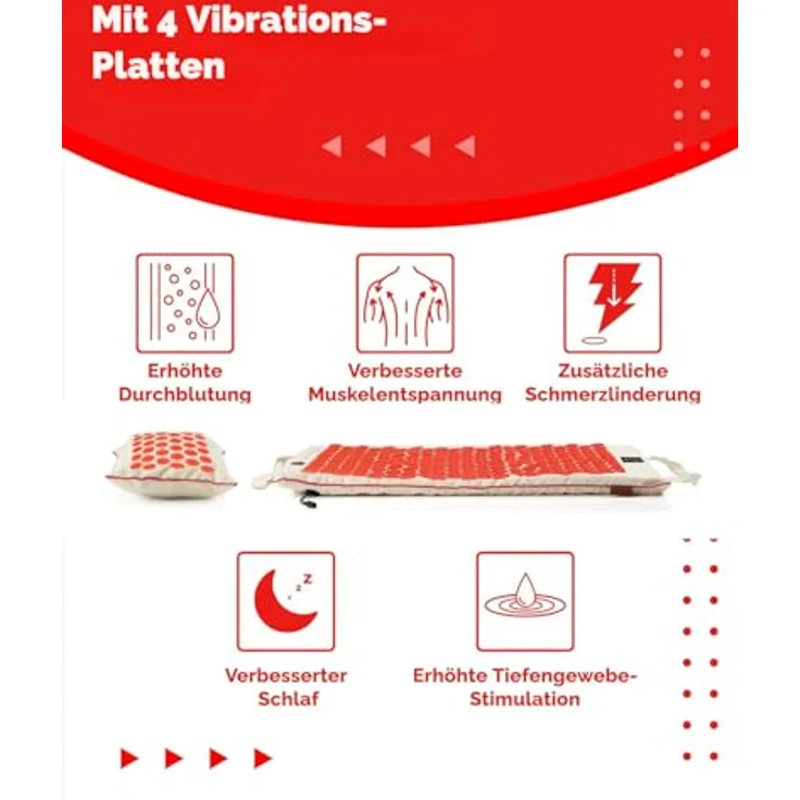 OrthoMechanik OrthoMatte | Akkupressur-Matte mit 4 Vibrationsplatten, längere Größe für mehr Komfort, grau – Bild 3