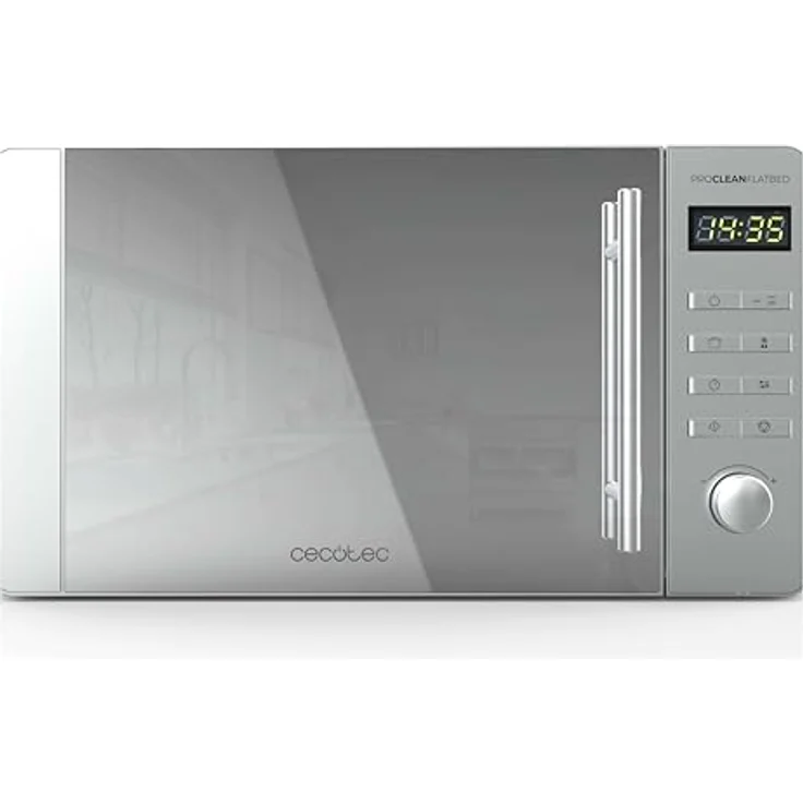 Cecotec Mikrowelle mit Grill Proclean 5120 Flatbed Mirror, 20 l, 700 W, 800 W Grill, 8 Programme, 3DWave-Technologie, LED-Display, silber – Bild 1