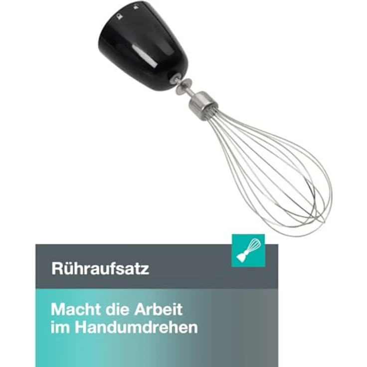 Gorenje HBX602RLBK Stabmixer RetroLine Schwarz, 2 Geschwindigkeitsstufen, Messbecher und Schneebesenaufsatz, 600 W – Bild 7