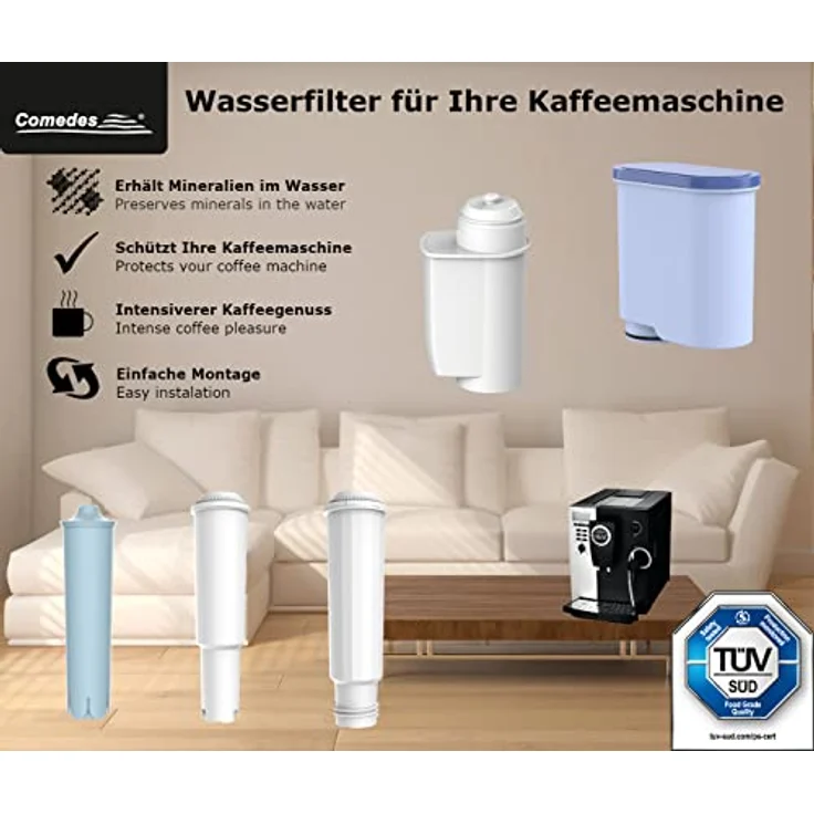 "Comedes Wasserfilter 4er Set, kompatibel mit Krups, Melitta und Nivona Kaffeeautomaten, reinigt mit Aktivkohle und Ionentauscher" – Bild 5