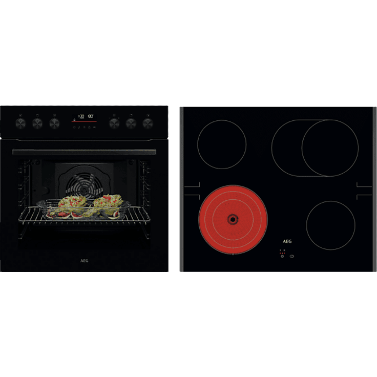 AEG OO21HSPB (OU5PE40SK+TA64RA07FB), Einbauherdset mit SurroundCook® Heißluftsystem, A++, 72 l und pyrolytischer Selbstreinigung