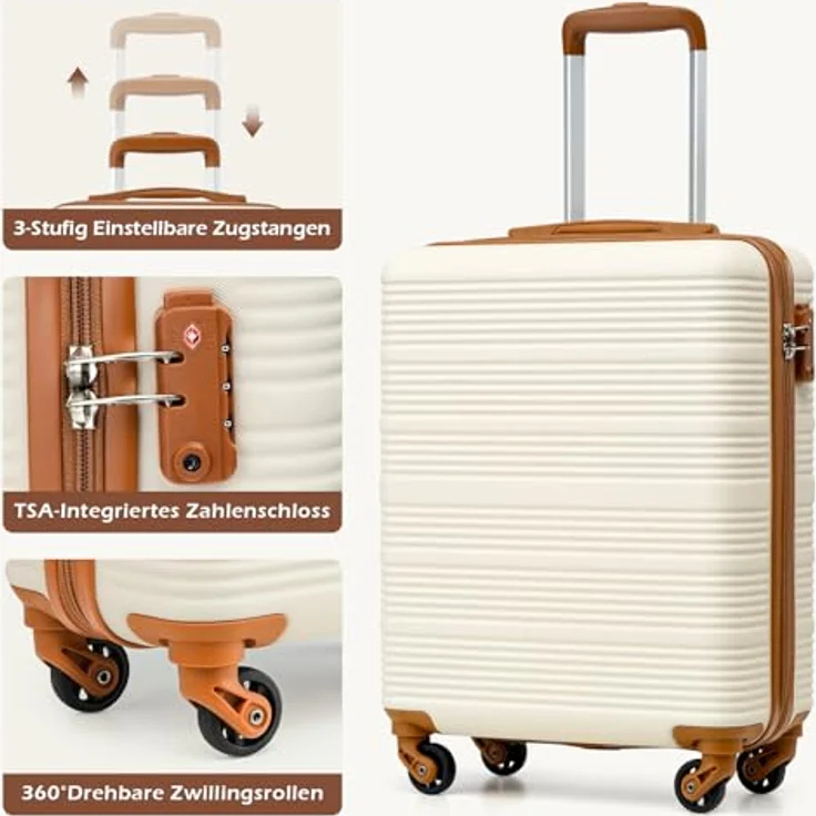 COOLIFE Handgepäck Koffer 55x40x20cm für Ryanair & Easyjet, ABS-Hartschale mit 4 Silent Spinner Rädern, TSA-Schloss, leicht und robust – Bild 3