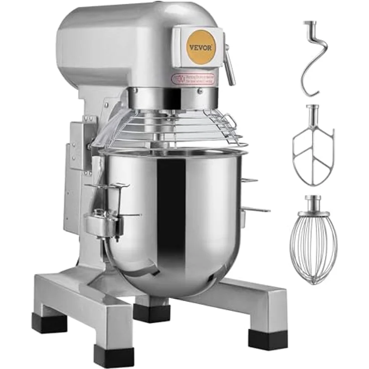 VEVOR Kommerzieller Küchenmixer B30B, 28,5 l Standmixer mit 3 Geschwindigkeiten, 1100 W, Edelstahlschüssel und 3 Mixaufsätzen, funkelt in Silber – Bild 9