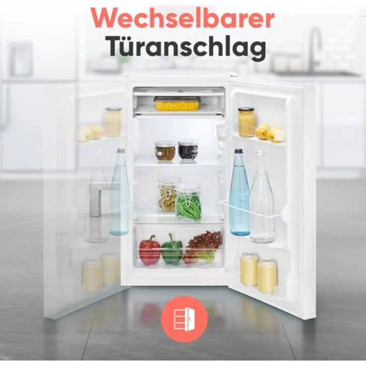 Bomann® KS 7257, kleiner Kühlschrank mit Gefrierfach, 83L, Temperaturbereich 0°C bis +8°C, 2 Glasablagen, 3 Türablagen, weiß – Bild 5
