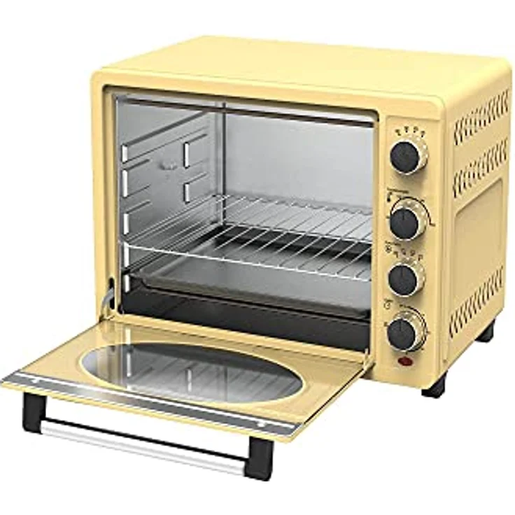 Turbotronic/Retro Minibackofen mit Umluft / 35l / schwarz, rot, blau, beige / 1600W, Mini Backofen mit Timer, Pizzaofen, Grill (CREAM) – Bild 5