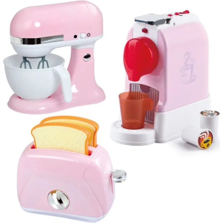 Playgo Küchenmaschine Trio Pink, Set mit Kaffeemaschine, Mixer und Toaster für Kinder ab 3 Jahren